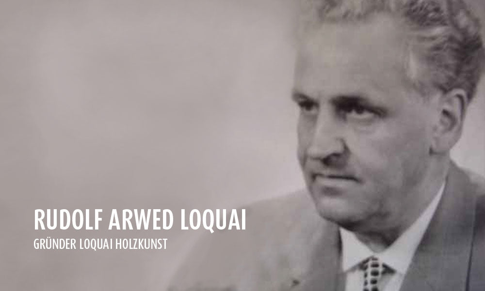 Schwarz-Weiß-Porträt von Rudolf Arwed Loquai, Gründer von Loquai Holzkunst